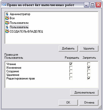 Права пользователей в Business Studio